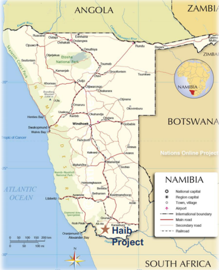 Abb1: Projektlage in Namibia, Quelle: Deep-South Resources