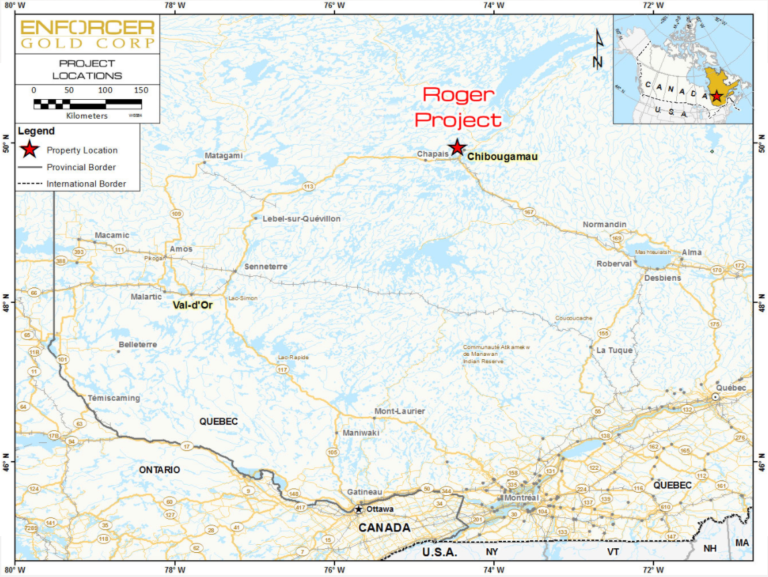 Abb7: Lage&uuml;bersicht des Projektes Roger in Quebec, Quelle: Pasofino Gold