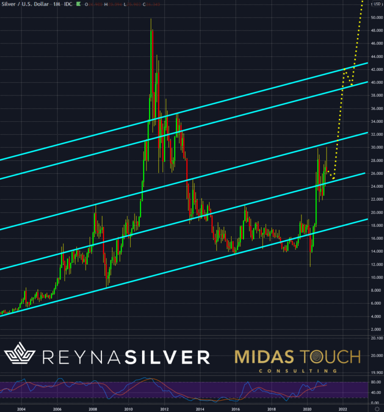 Silber in US-Dollar, Monatschart vom 4.Februar 2021
