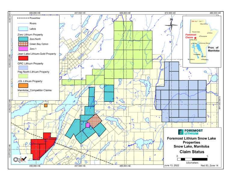 Abb 1: Lage&uuml;bersicht der Projekte in der Provinz Manitoba, Quelle: Foremost Lithium