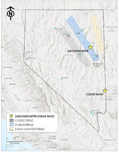 Abb12: Lage des Projektes Cedar Wash in Nevada (USA), Quelle: NevGold