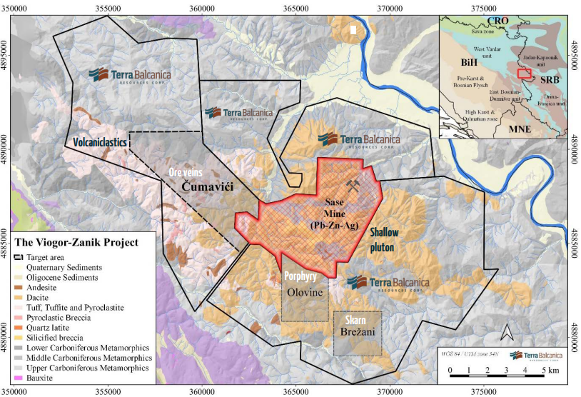 Abb. 3: Projektausma&szlig; und nahezu eingeschlossene Mine von Mineco Ltd. Quelle: Terra Balcanica