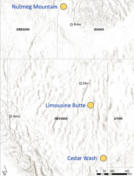 Abb7: Lage&uuml;bersicht von Projekt Nutmeg Mountain, Idaho Quelle: NevGold